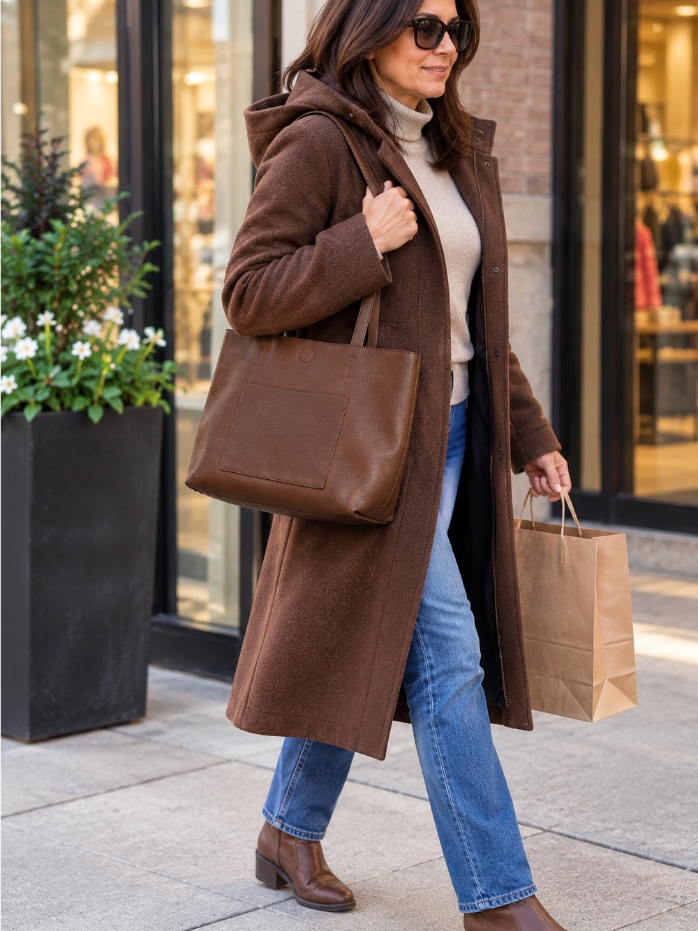 Brown Large Tote Shoulder Bag